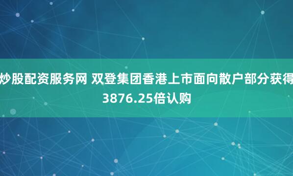 炒股配资服务网 双登集团香港上市面向散户部分获得3876.25倍认购