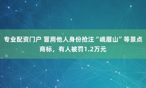 专业配资门户 冒用他人身份抢注“峨眉山”等景点商标，有人被罚1.2万元